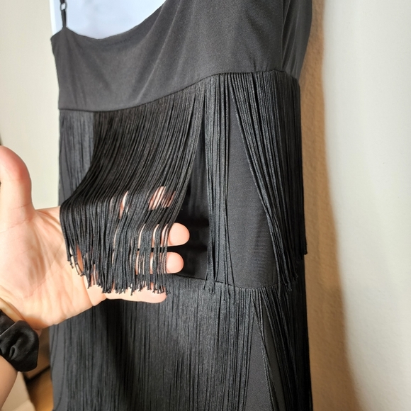 Boston Proper fringe black mini dress sleeveless size xs - Picture 4 of 13